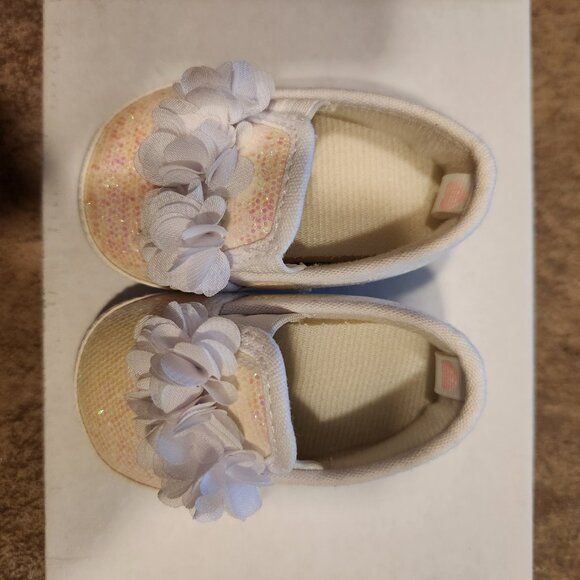 Stepping Stone: Infant Girl Slip-On Shoe: Sparkles & Ruffles: 3-6M - Picture 3 of 4